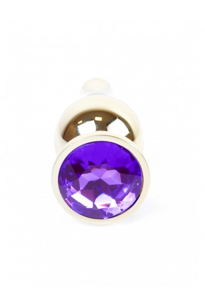 Plug bijou long en acier or et cristal violet - SMALL