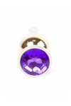 Plug bijou long en acier or et cristal violet - SMALL