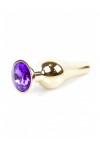 Plug bijou long en acier or et cristal violet - SMALL