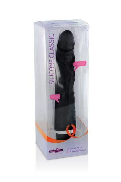 GODE REALISTE VIBRANT SILICONE NOIR 20,8CM