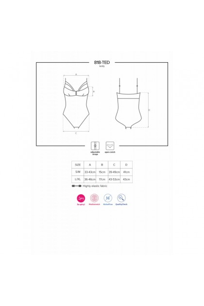Body ouvert noir 818-TED-1 - OBSESSIVE - S/M - Love Shop Avenue