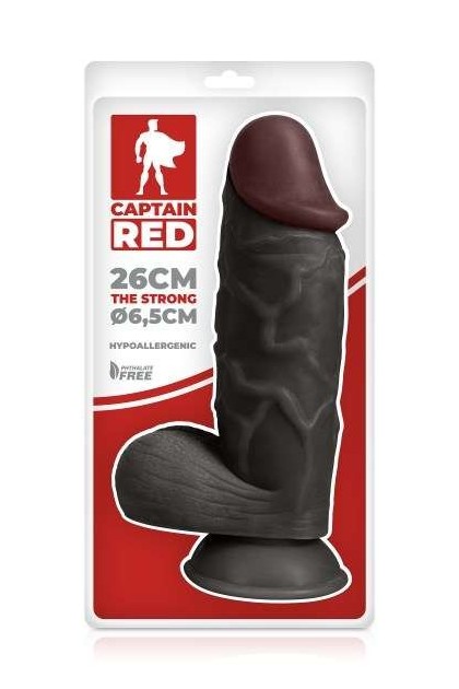GODE RÉALISTE PUISSANT SUR VENTOUSE 26CM - BLACK
