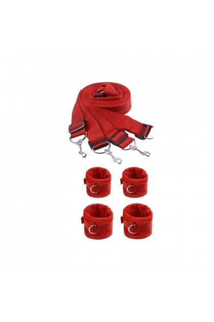Kit bondage pour lit rouge - Love Shop Avenue