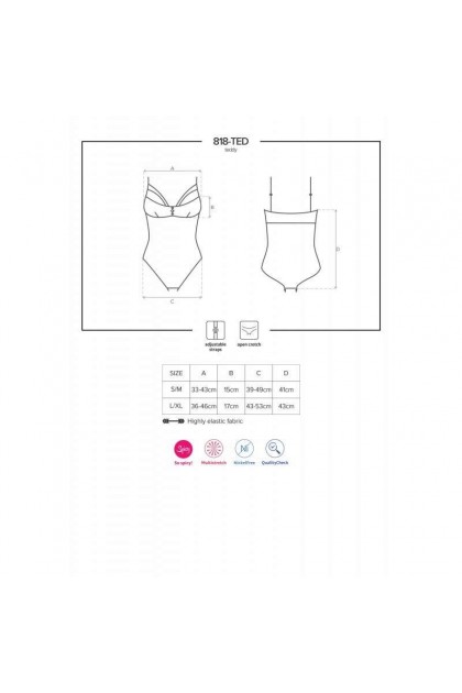 BODY OUVERT NOIR 818-TED-1 - OBSESSIVE - XXL