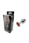 Plug bijou aluminium couleur argent/rouge - BR137M - M