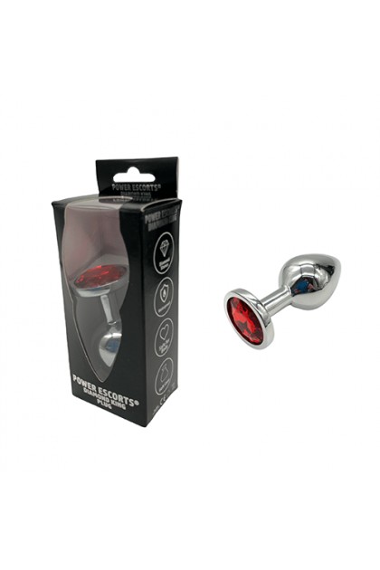 Plug bijou aluminium couleur argent/rouge - BR137L - L