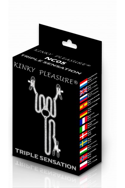 Pinces à tétons et clitoris triple sensation avec chaîne - NC05