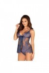 Nuisette  bleu flowlace babydoll - OBSESSIVE - L/XL