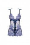 Nuisette  bleu flowlace babydoll - OBSESSIVE - L/XL