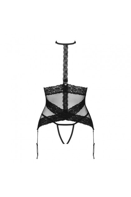 Corset noir avec string lacrisia - OBSESSIVE - XS/S