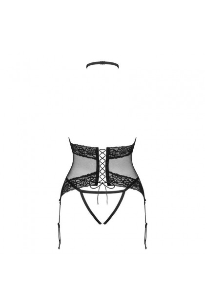 Corset noir avec string lacrisia - OBSESSIVE - XL/2XL