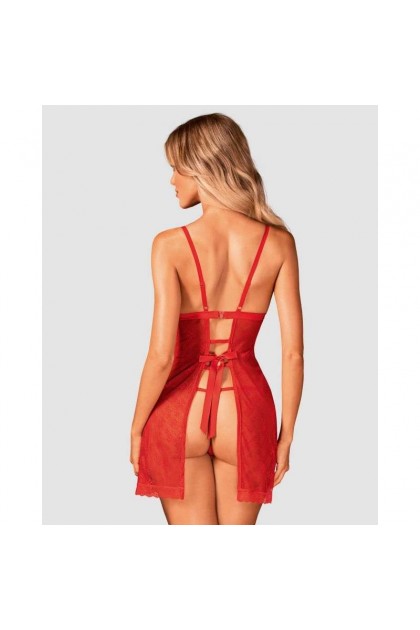 Nuisette  rouge claussica babydoll - OBSESSIVE - XS/S