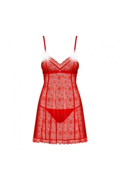 Nuisette  rouge claussica babydoll - OBSESSIVE - M/L