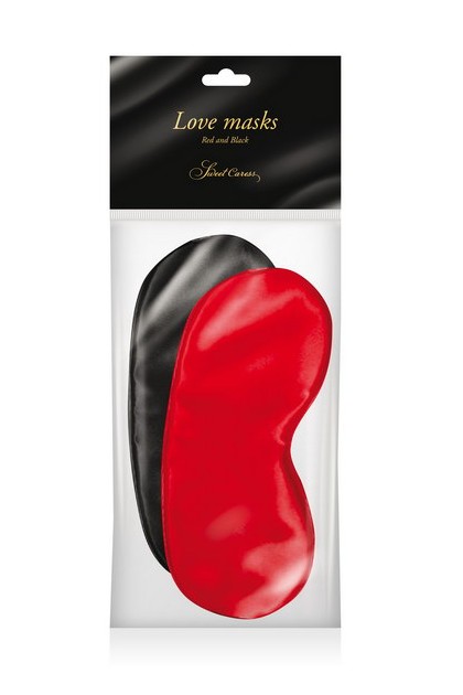 JEU DE 2 MASQUES SATINÉS ROUGE ET NOIR