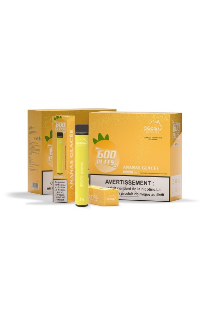 CIGARETTE ÉLECTRONIQUE OGBARZ 600 PUFFS - GOUT ANANAS GLACÉE