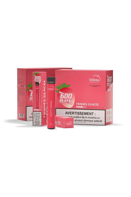 Cigarette électronique ogbarz 600 puffs - GOUT FRAISE GLACÉE