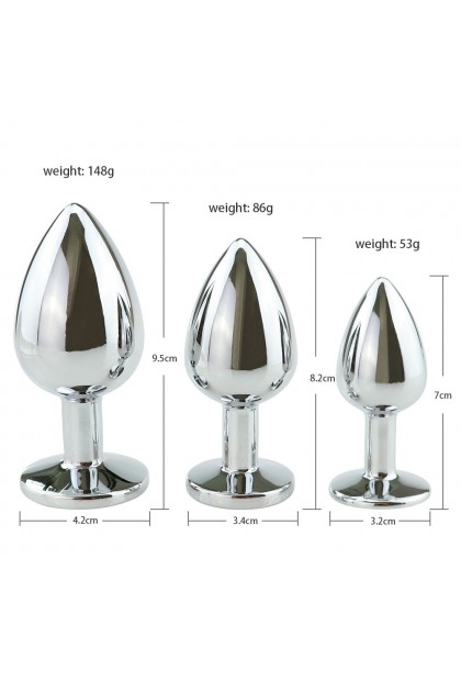 COFFRET 3 PLUGS ALUMINIUM ARGENT - S - M - L - BLEU NUIT - BR138