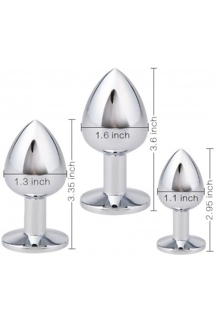 COFFRET 3 PLUGS ALUMINIUM ARGENT - S - M - L - BLEU NUIT - BR138