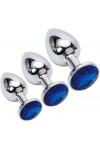 COFFRET 3 PLUGS ALUMINIUM ARGENT - S - M - L - BLEU NUIT - BR138