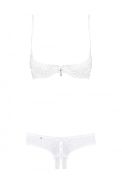 ENSEMBLE LINGERIE BLANC ALABASTRA SET - OBSESSIVE - S/M
