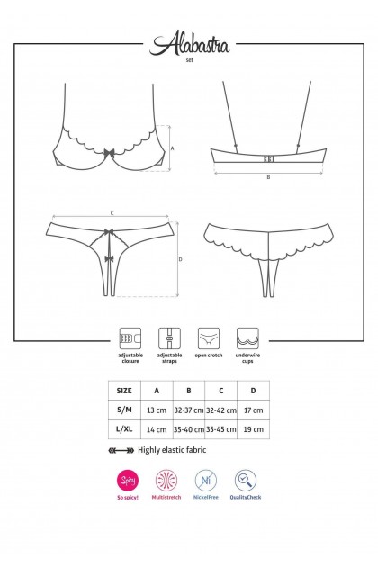 ENSEMBLE LINGERIE BLANC ALABASTRA SET - OBSESSIVE - S/M