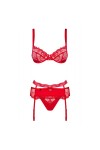 ENSEMBLE LINGERIE ROUGE HEARTINA SET - S/M