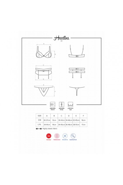 ENSEMBLE LINGERIE ROUGE HEARTINA SET - S/M