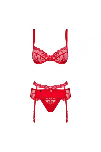 ENSEMBLE LINGERIE ROUGE HEARTINA SET - L/XL