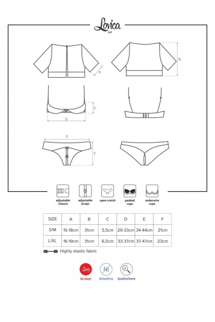 ENSEMBLE LINGERIE ROUGE LOVICA SET - OBSESSIVE - S/M