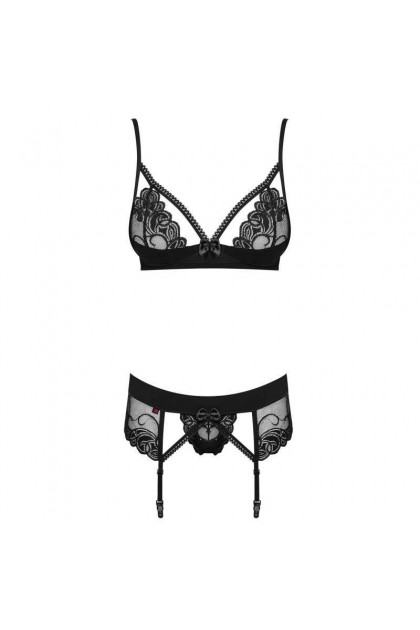 ENSEMBLE LINGERIE NOIR WONDERIA - OBSESSIVE - L/XL
