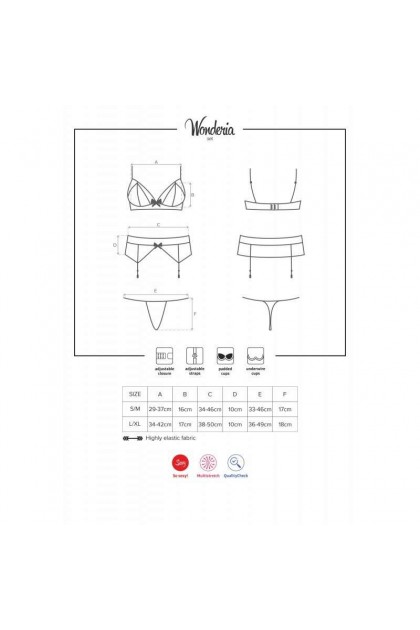 ENSEMBLE LINGERIE NOIR WONDERIA - OBSESSIVE - L/XL