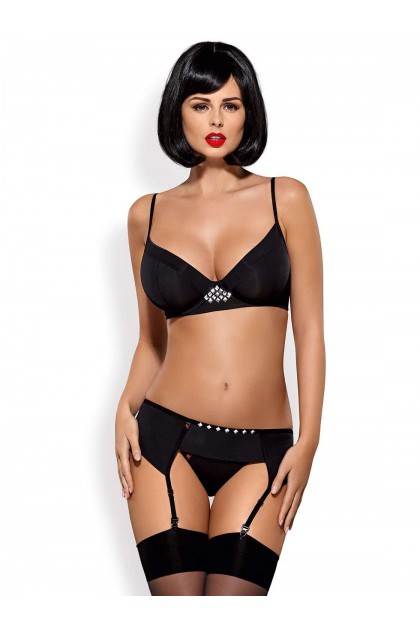 ENSEMBLE LINGERIE NOIR GRETIA SET - OBSESSIVE - L/XL