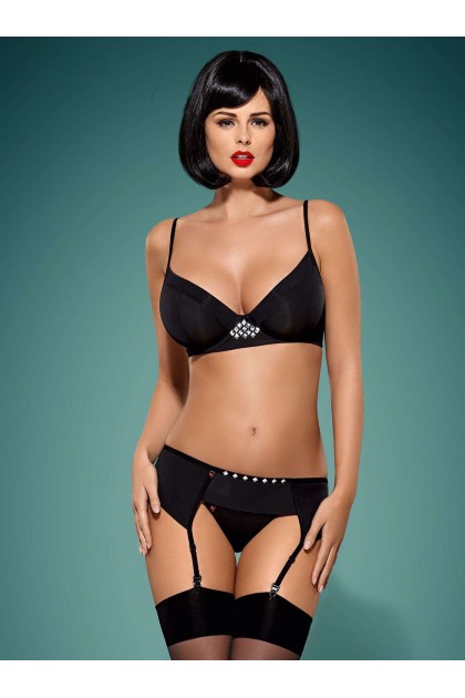 ENSEMBLE LINGERIE NOIR GRETIA SET - OBSESSIVE - L/XL