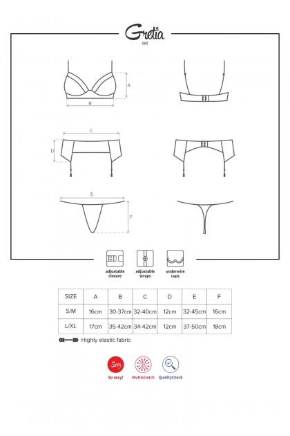 ENSEMBLE LINGERIE NOIR GRETIA SET - OBSESSIVE - L/XL