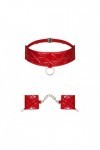Menottes et collier rouge hunteria cuffs et choker - OBSESSIVE