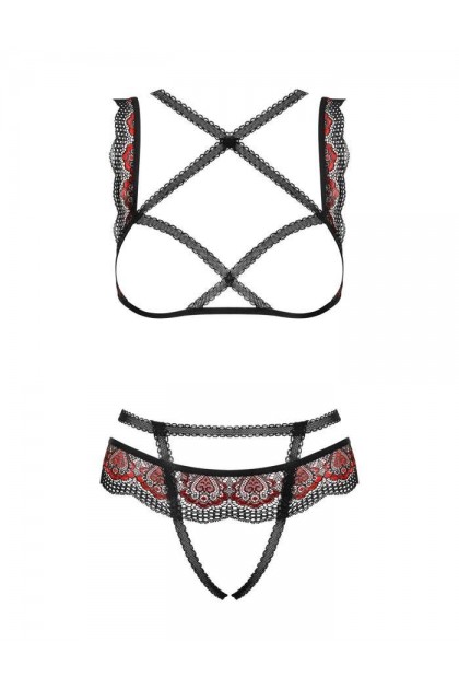 Ensemble de lingerie rouge et noir megies  set - S/M