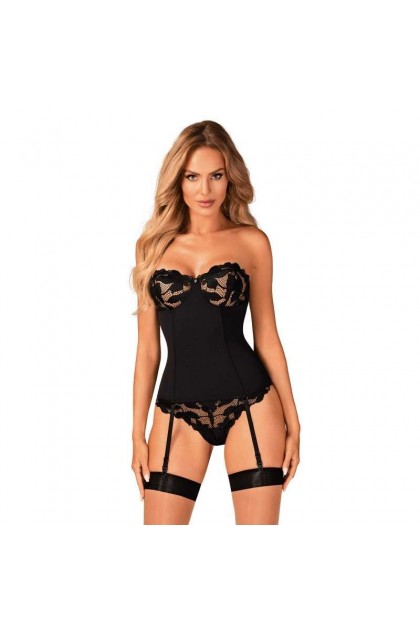 Corset noir avec string editya - OBSESSIVE - M/L - Love Shop Avenue