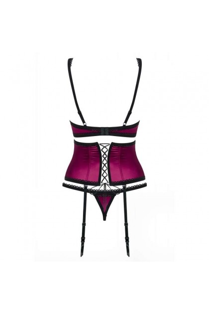 Ensemble de lingerie 3 pièces cerise 861-SEG-5 - S/M