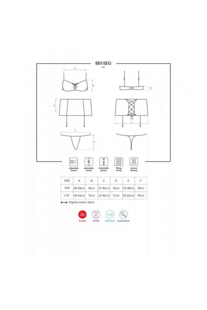 Ensemble de lingerie 3 pièces cerise 861-SEG-5 - S/M