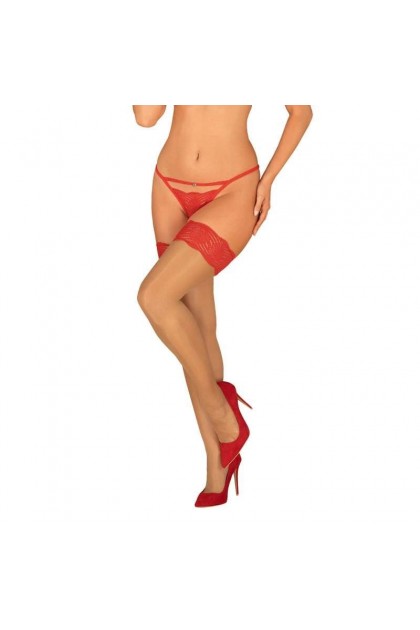 Bas autofixants rouge mellania stockings - S/M - Love Shop Avenue