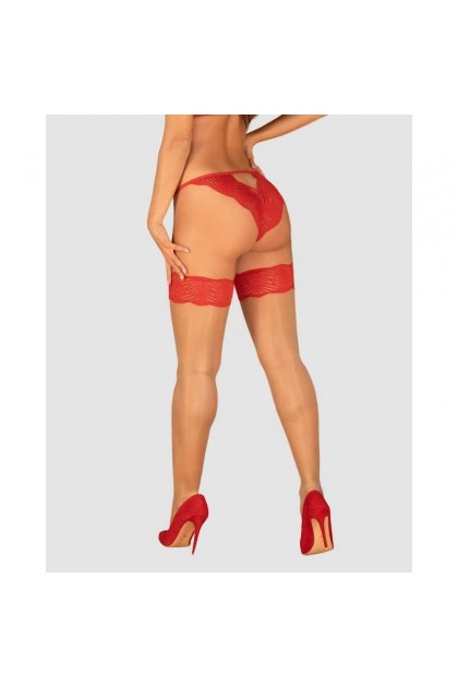 Bas autofixants rouge mellania stockings - S/M - Love Shop Avenue