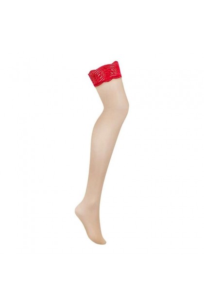 Bas autofixants rouge mellania stockings - S/M - Love Shop Avenue