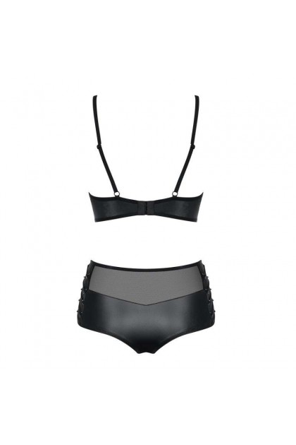 Ensemble de lingerie noir 2 pièces leatheria set - L/XL