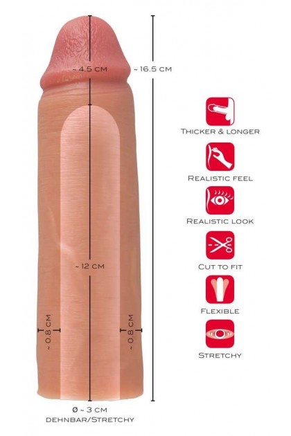 Gaine d'extension de pénis réaliste 16,2cm - Love Shop Avenue