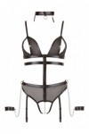 Body à jarretelles ouvert noir en wetlook  - M - Love Shop Avenue