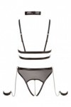 Body à jarretelles ouvert noir en wetlook  - L - Love Shop Avenue