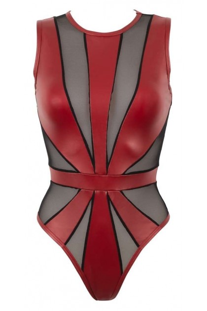 Body rouge et noir wetlook  - M - Love Shop Avenue