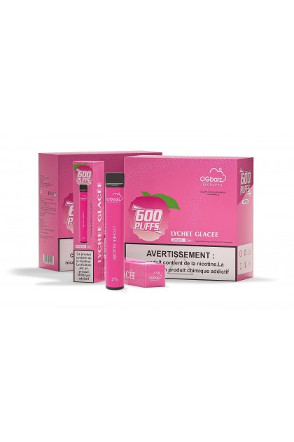 Cigarette électronique ogbarz 600 puffs - GOUT LYCHEE GLACÉE