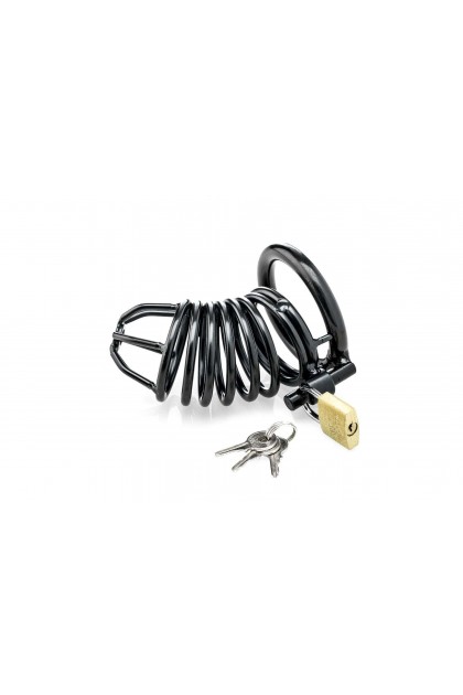 Cage de chasteté noire avec 3 cockrings 40mm - 45MM - 50 MM