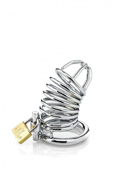 Cage de chasteté couleur argent avec 3 cockrings 40mm - 45MM - 50 MM